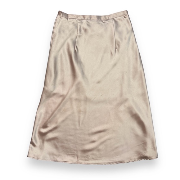 COMMONSENSE High Waisted Satin Midi Skirt Apricot - Picture 8 of 11